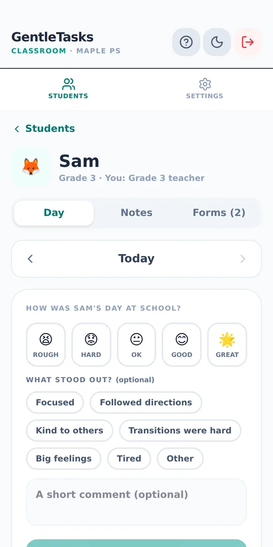 A teacher's view of one student's day